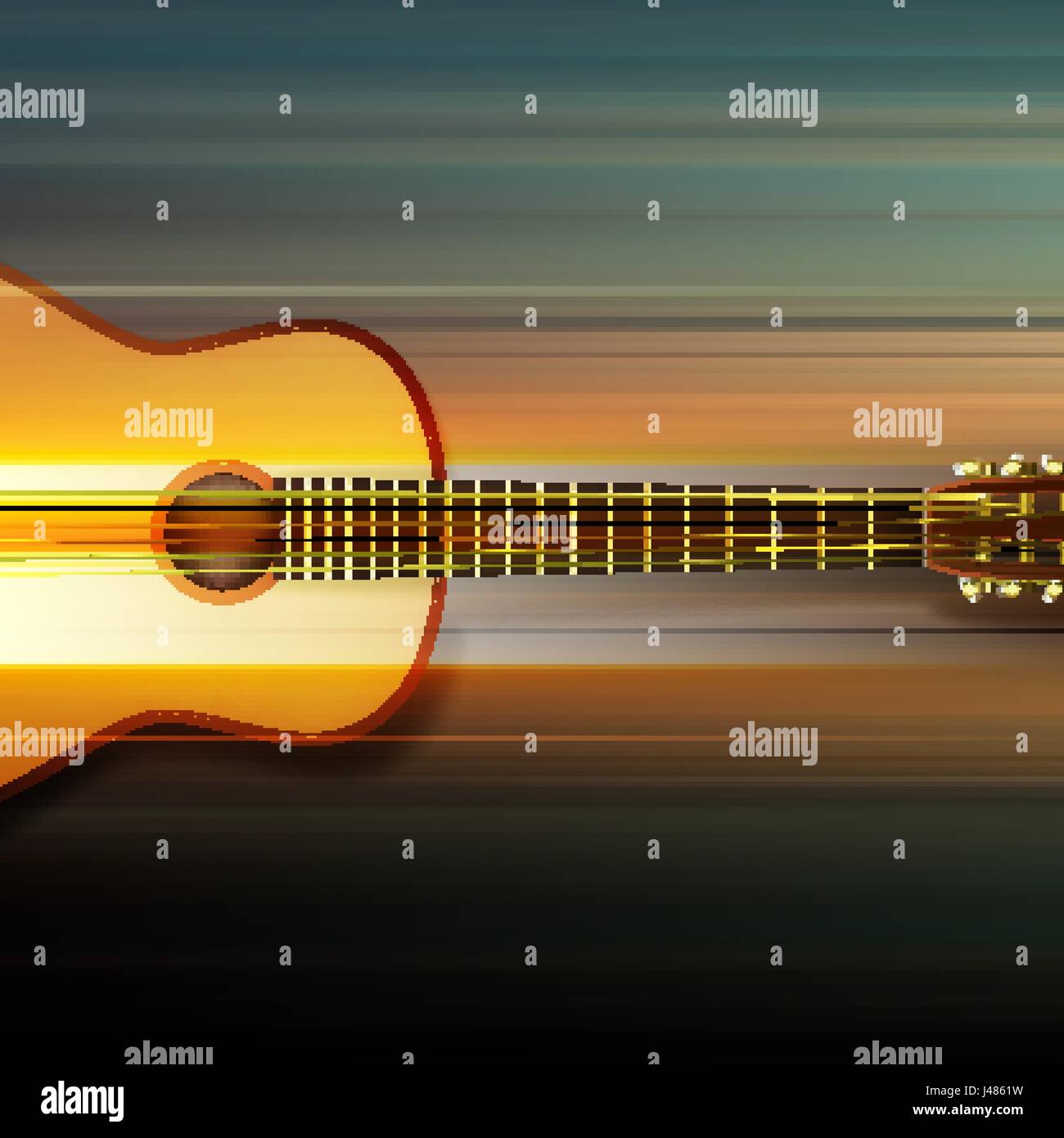 blur music background with acoustic guitar on gray Stock Vector Image
