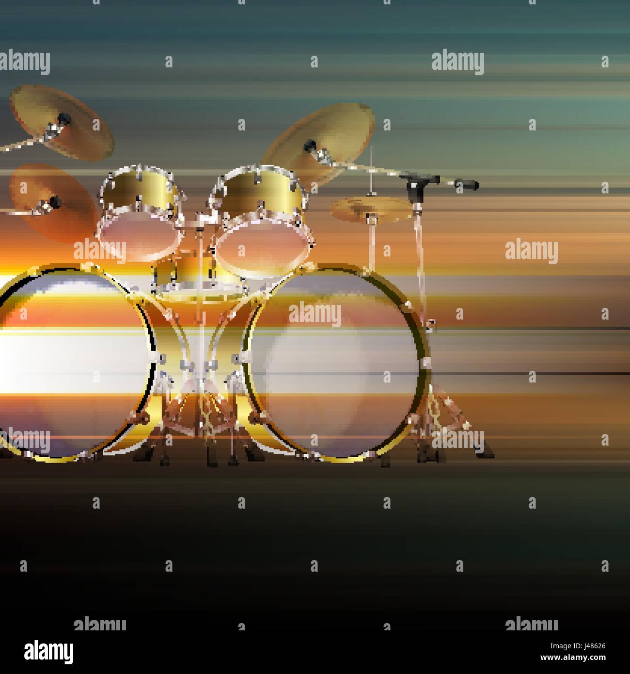 blur music background with drum kit on gray Stock Vector