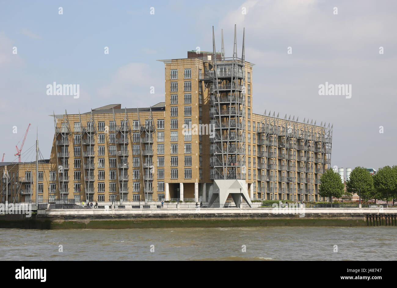 Dundee Wharf, a residential development on the River Thames in Wapping, London, UK. Built I 1997, designed by Architect Piers Gough. Stock Photo