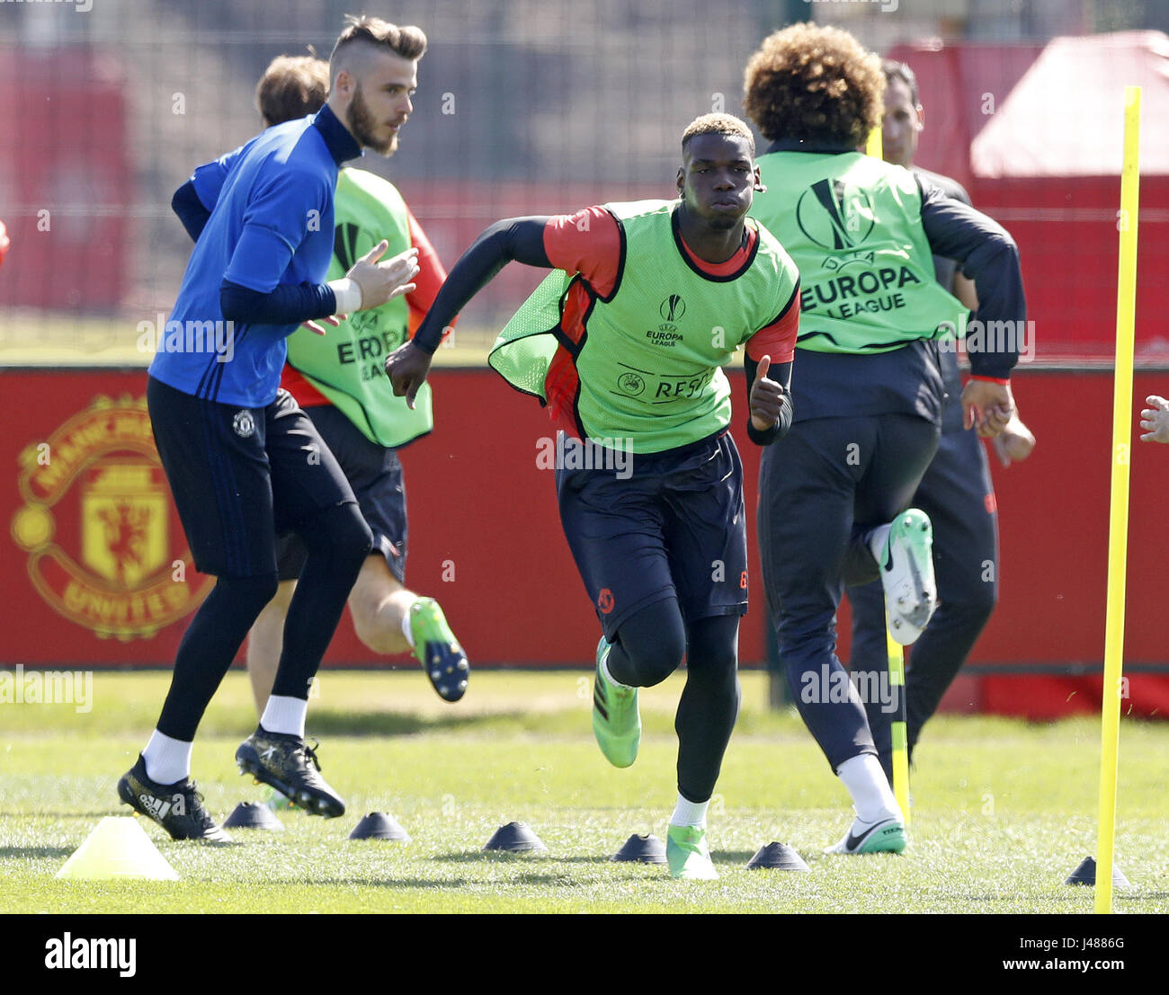 Manchester United's Paul Pogba during the training session at the AON Training Complex, Carrington. PRESS ASSOCIATION Photo. Picture date: Wednesday May 10, 2017. See PA story SOCCER Man Utd. Photo credit should read: Martin Rickett/PA Wire Stock Photo