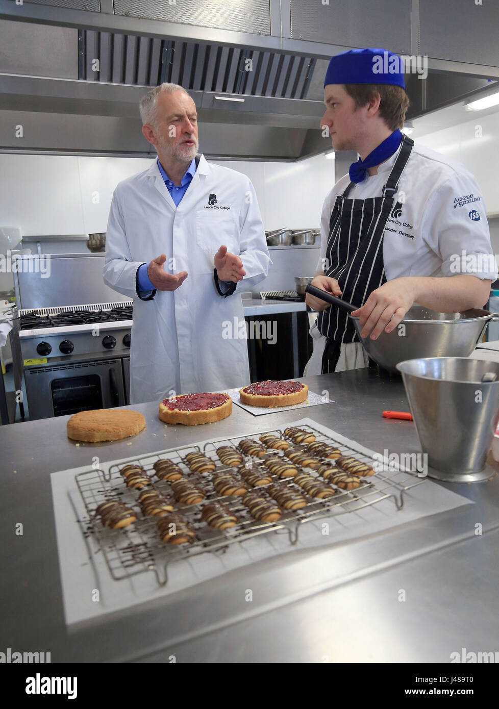 Alexander Devaney talks to Labour leader Jeremy Corbyn during a visit ...