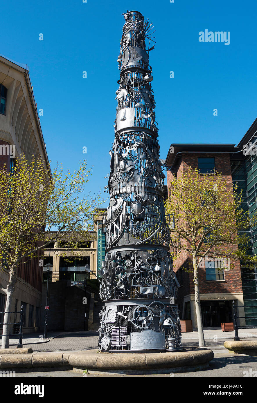 The Blacksmith's Needle Sculpture on the Quayside by the River Tyne in