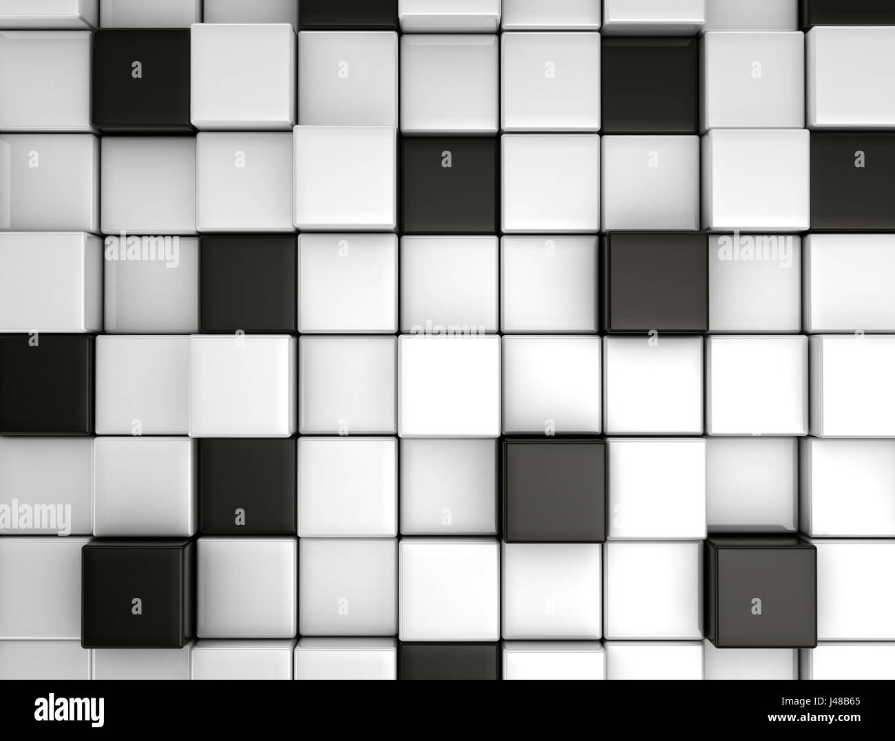 Abstract background made of black and white cubes. 3dRender Illustration Stock Photo