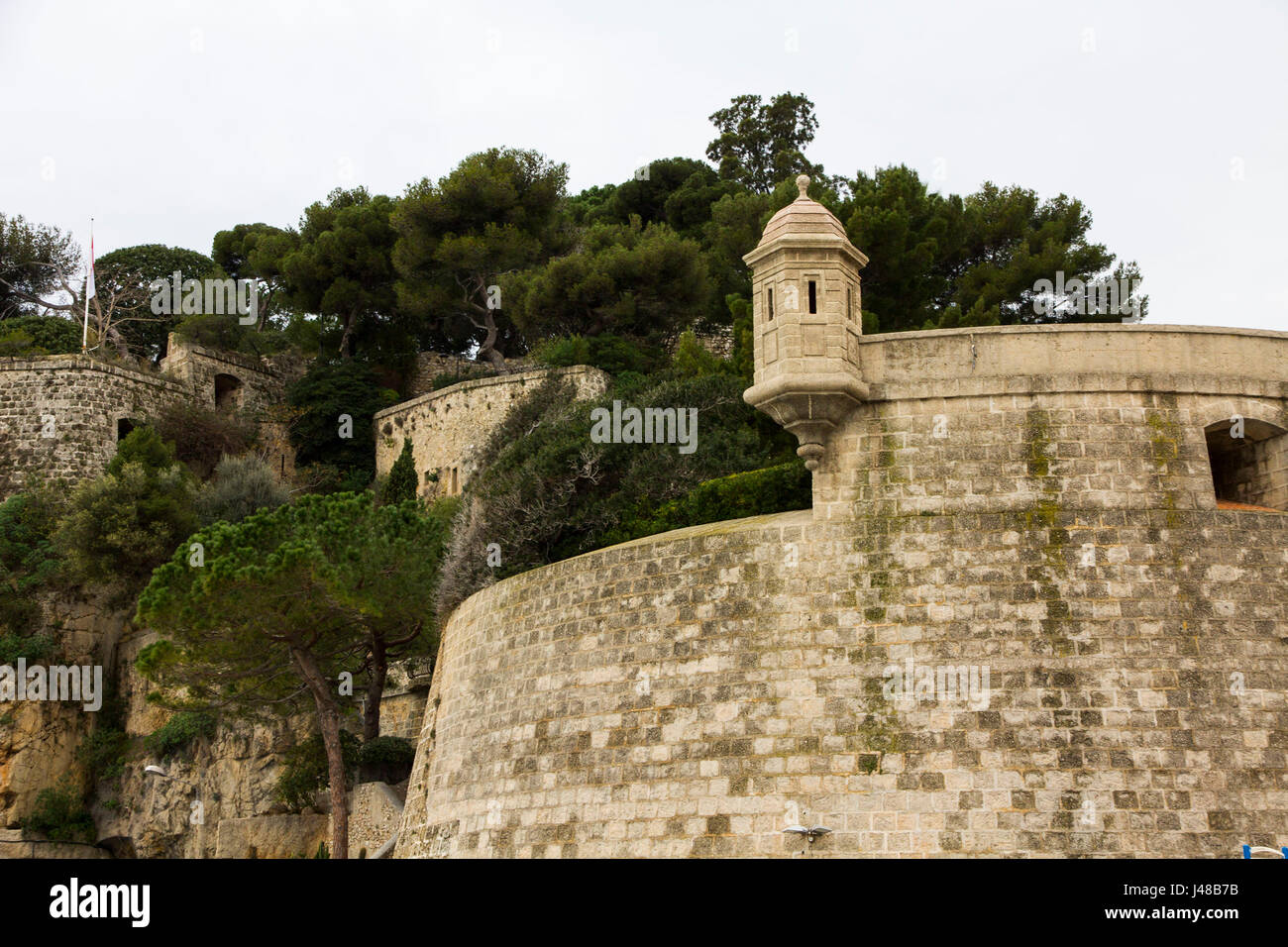 Fort Antoine is an 18th century fortress that now serves as an open-air theatre in Monte Carlo, Monaco. Stock Photo