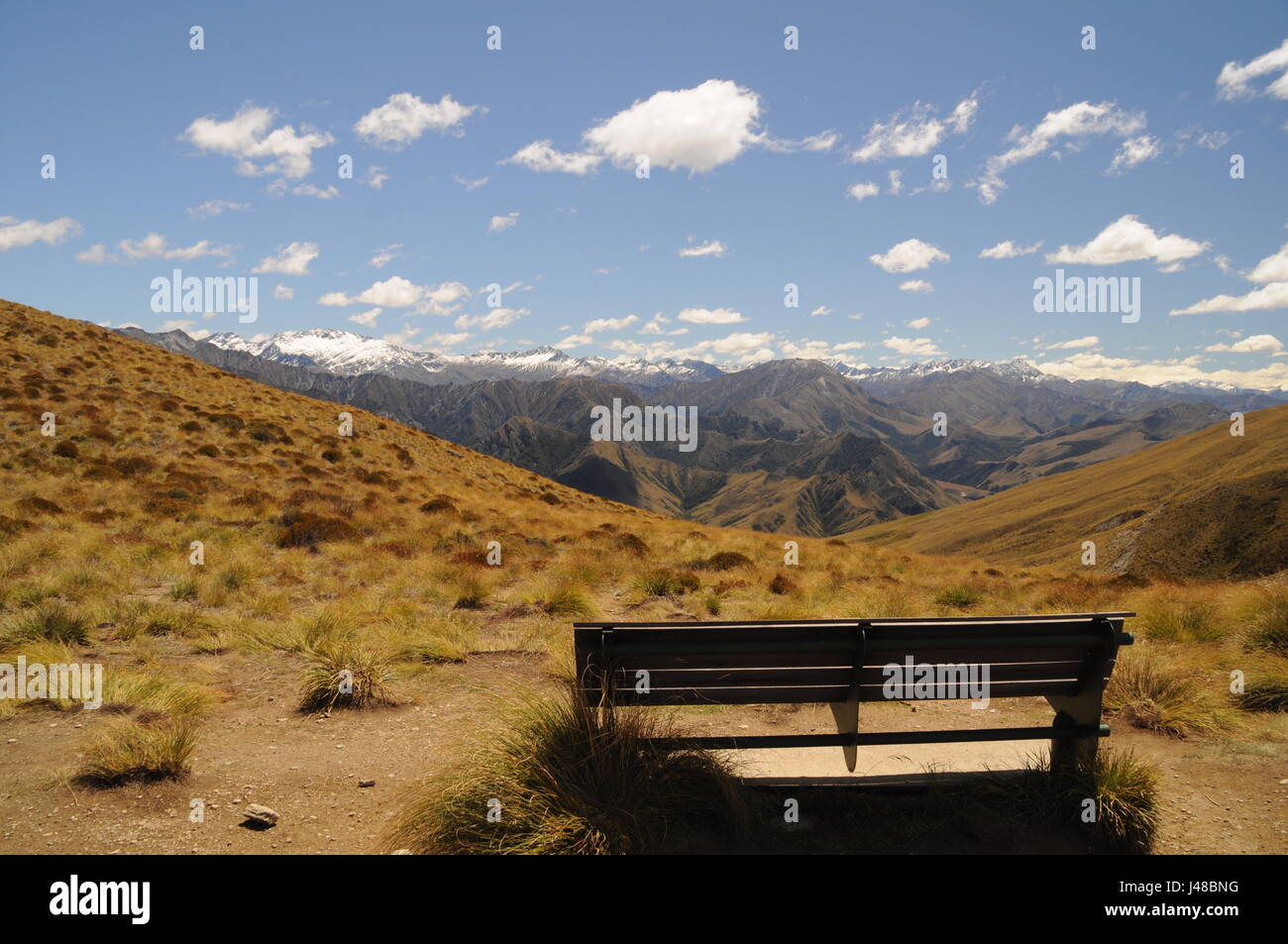 Beautiful view from the Ben Lomond Summit Track next to Queenstown on the South Island of New Zealand! Stock Photo