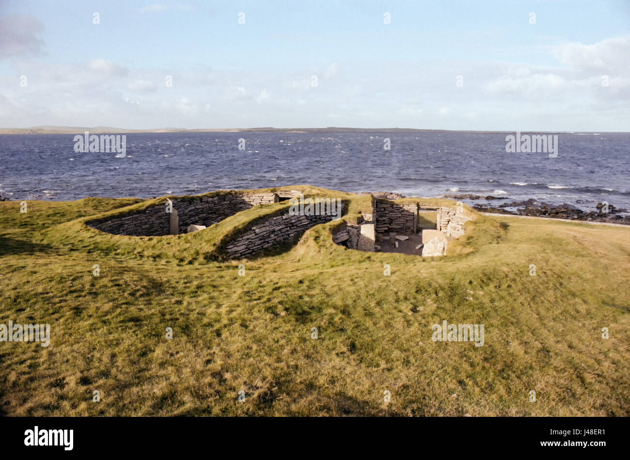 Knap of Howar Neolithic Houses on the island of Papa Westray in Orkney Stock Photo