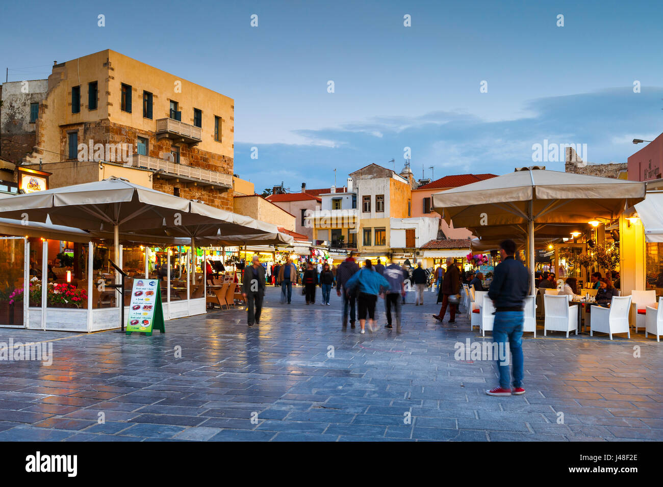 Evening View Of The Old Town Of Chania In Crete Greece Stock Photo Alamy