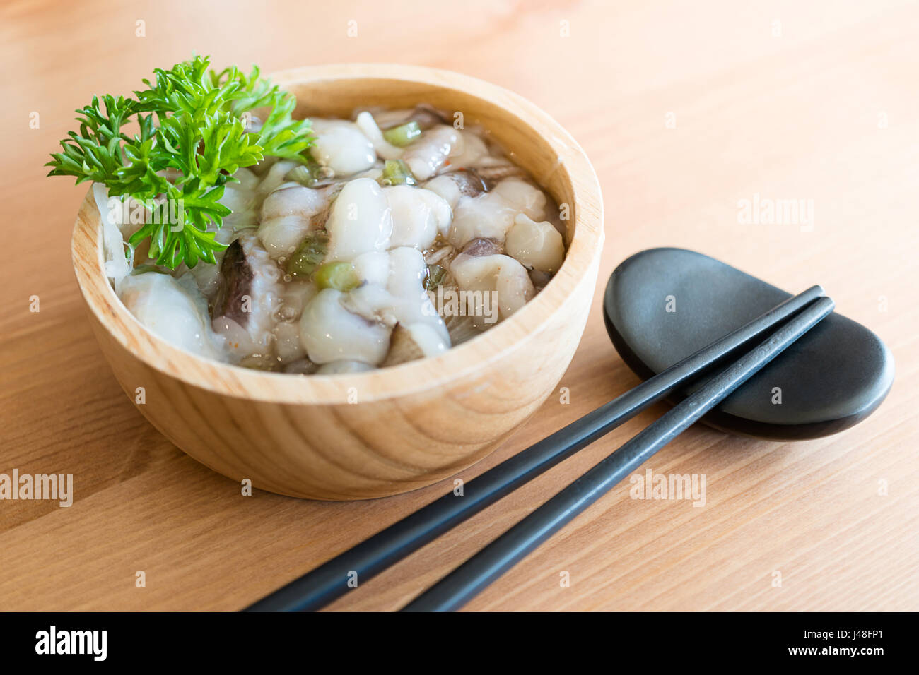 Raw squid mixed with wasabi , Japanese food (Tako wasabi Stock Photo