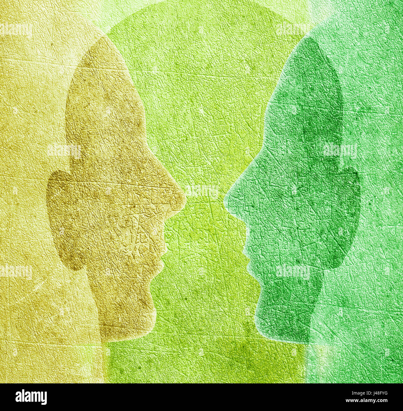 three colored heads digital illustration Stock Photo