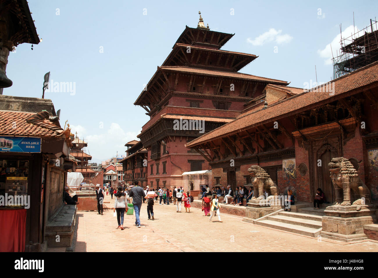 The temple of Degutale - Degu Talle - and Mul Chowk Patan Durbar Square Patan or Lalitpur Kathmandu Nepal Stock Photo