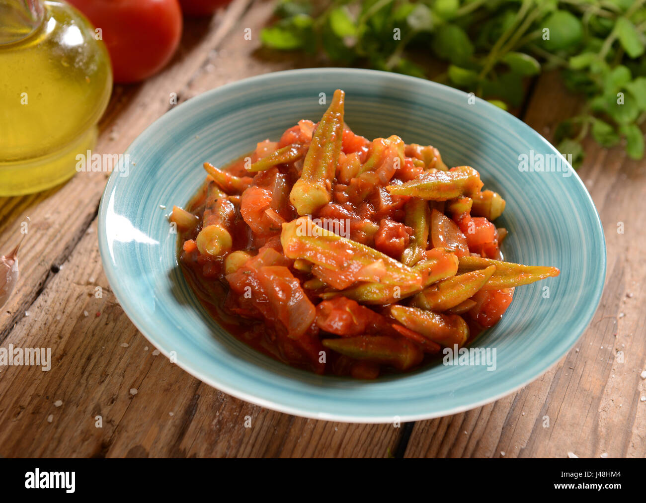 Okra dish with tomatoes (Traditional greek, romanian, bulgarian and