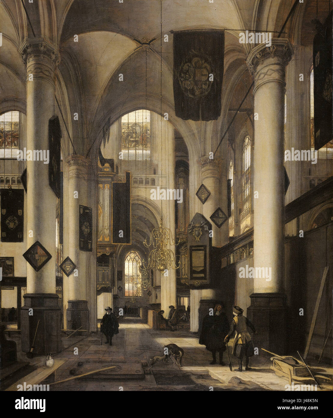 Emanuel de Witte  Interior of a Protestant Gothic church Stock Photo