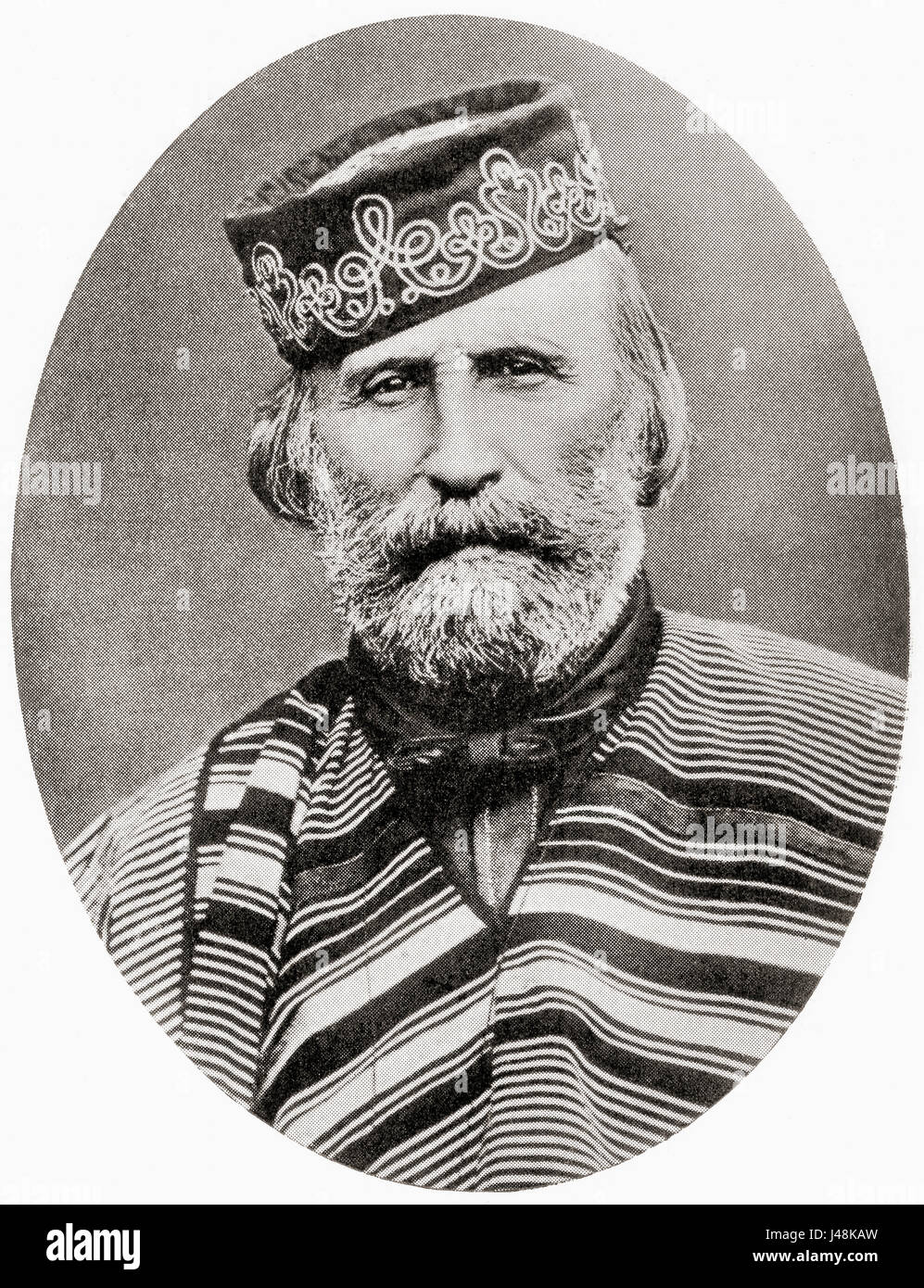 Giuseppe Garibaldi, 1807 - 1882.  Italian general, politician and nationalist.  From Hutchinson's History of the Nations, published 1915. Stock Photo