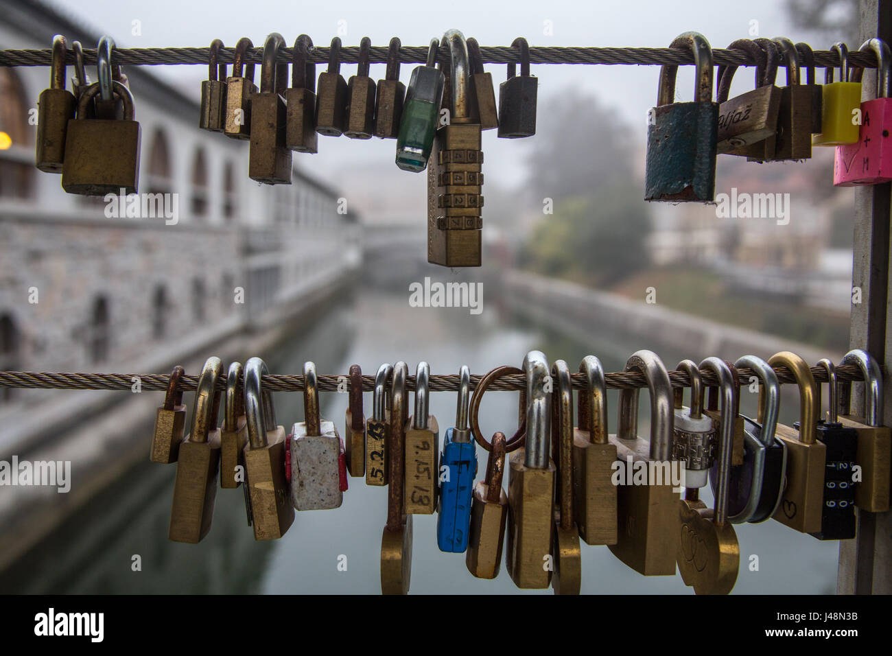 Love locks on bridge in Ljubljana Slovenia Stock Photo Alamy