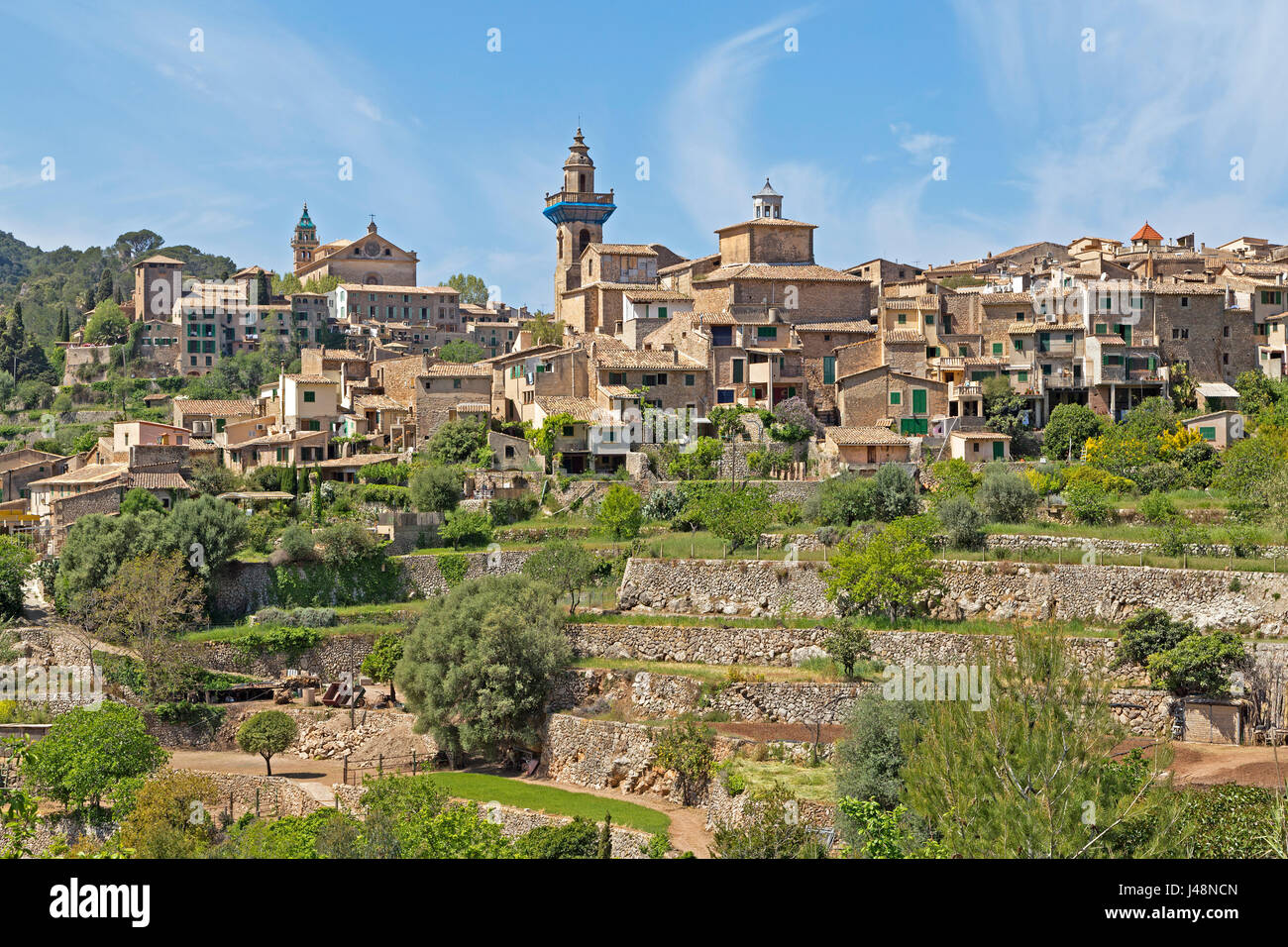 panoramic view of Valldemossa, Majorca, Spain Stock Photo