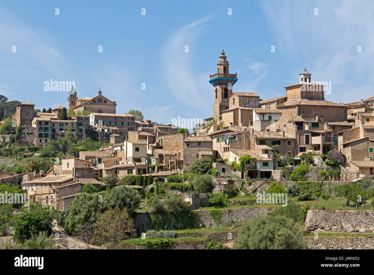 panoramic view of Valldemossa, Majorca, Spain Stock Photo