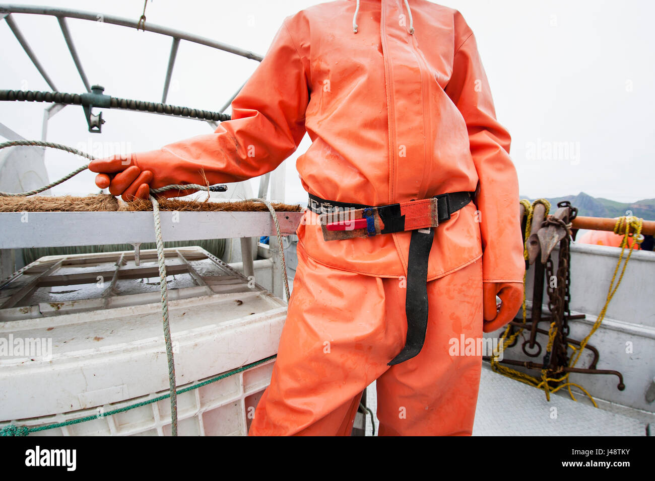 A Knife Belt Is A Necessary Tool For A Deckhand Longlining For Halibut
