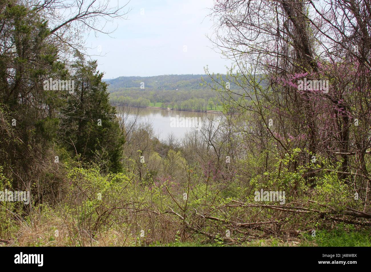 The trails and the forest along with the views of river,lake and pond. Stock Photo