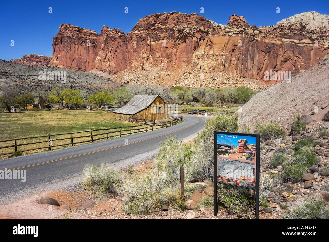 Cohab Canyon Trailhead Map in historic Fruita District. Scenic