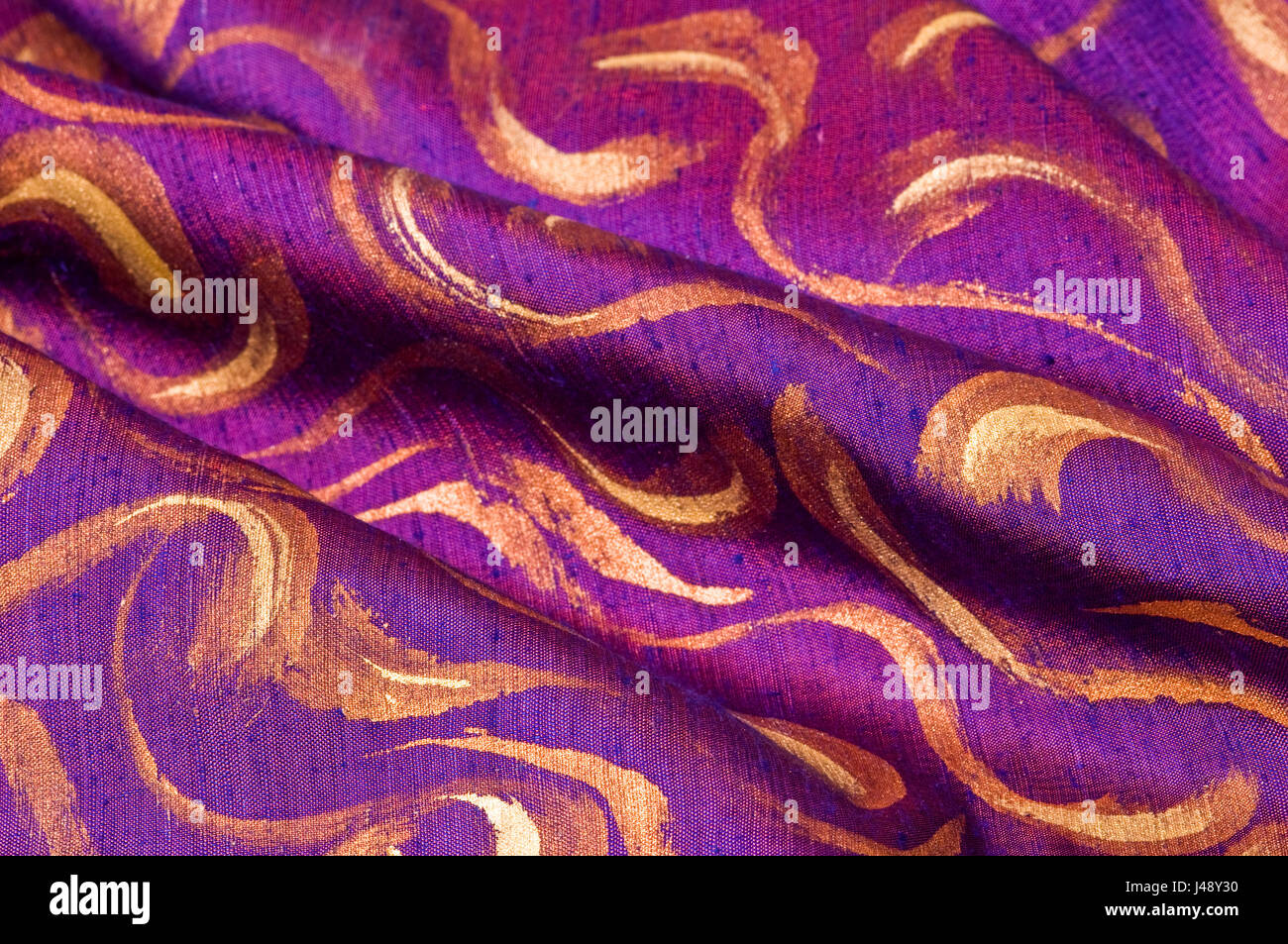 Natural silk fabrics hand design dye and painted silk fabrics Stock Photo