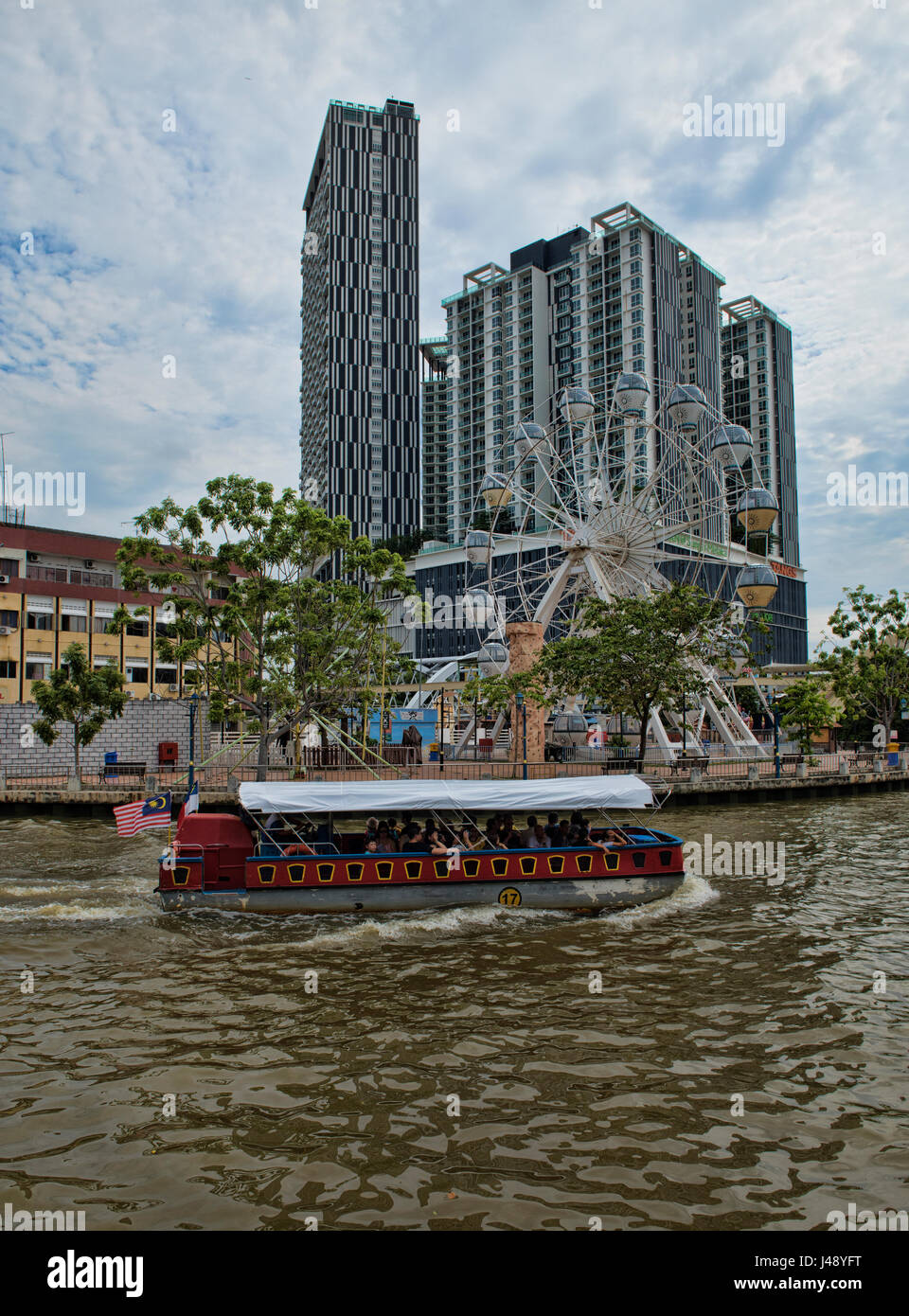 boat cruise on the Melaka River, Malacca, Malaysia Stock Photo