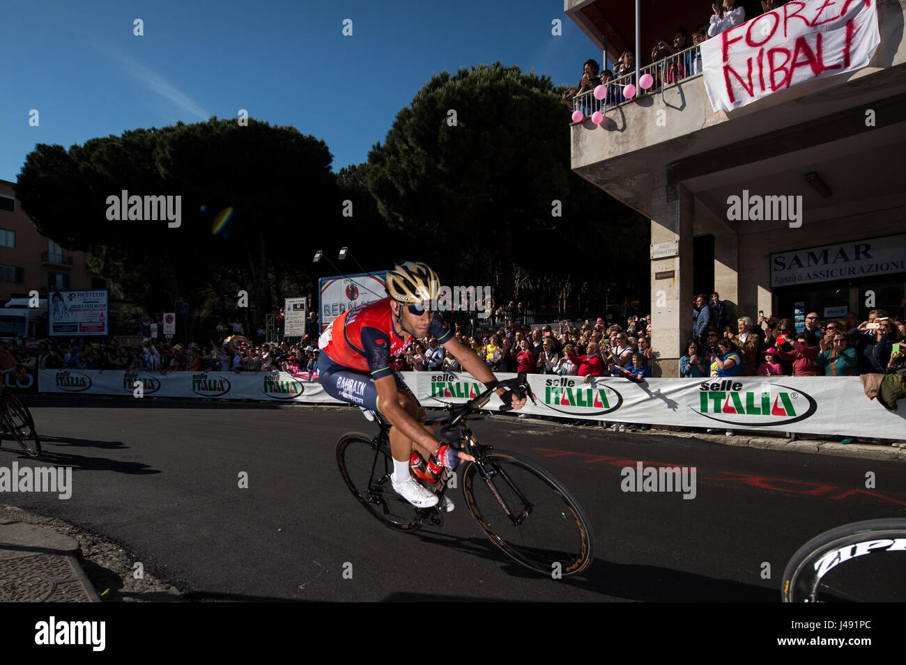 Messina, Italy. 10th May, 2017. Vincenzo Nibali during of stage 5 of the Giro d'Italia in Messina, Italy. Credit: Simon Gill/Alamy Live News Stock Photo