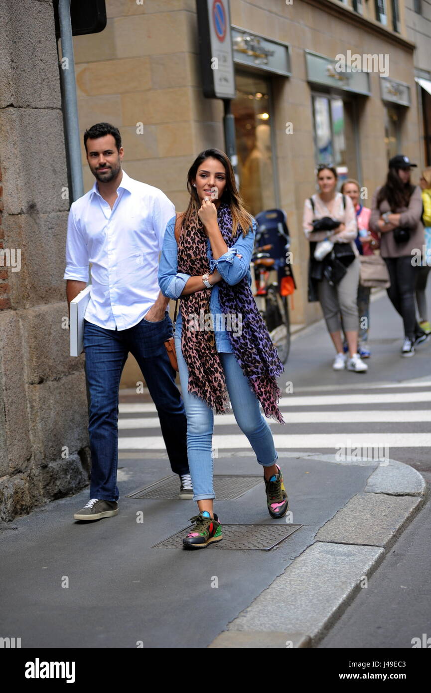 Kaka and his wife Caroline Celico attend the Giorgio Armani Boutique, WireImage