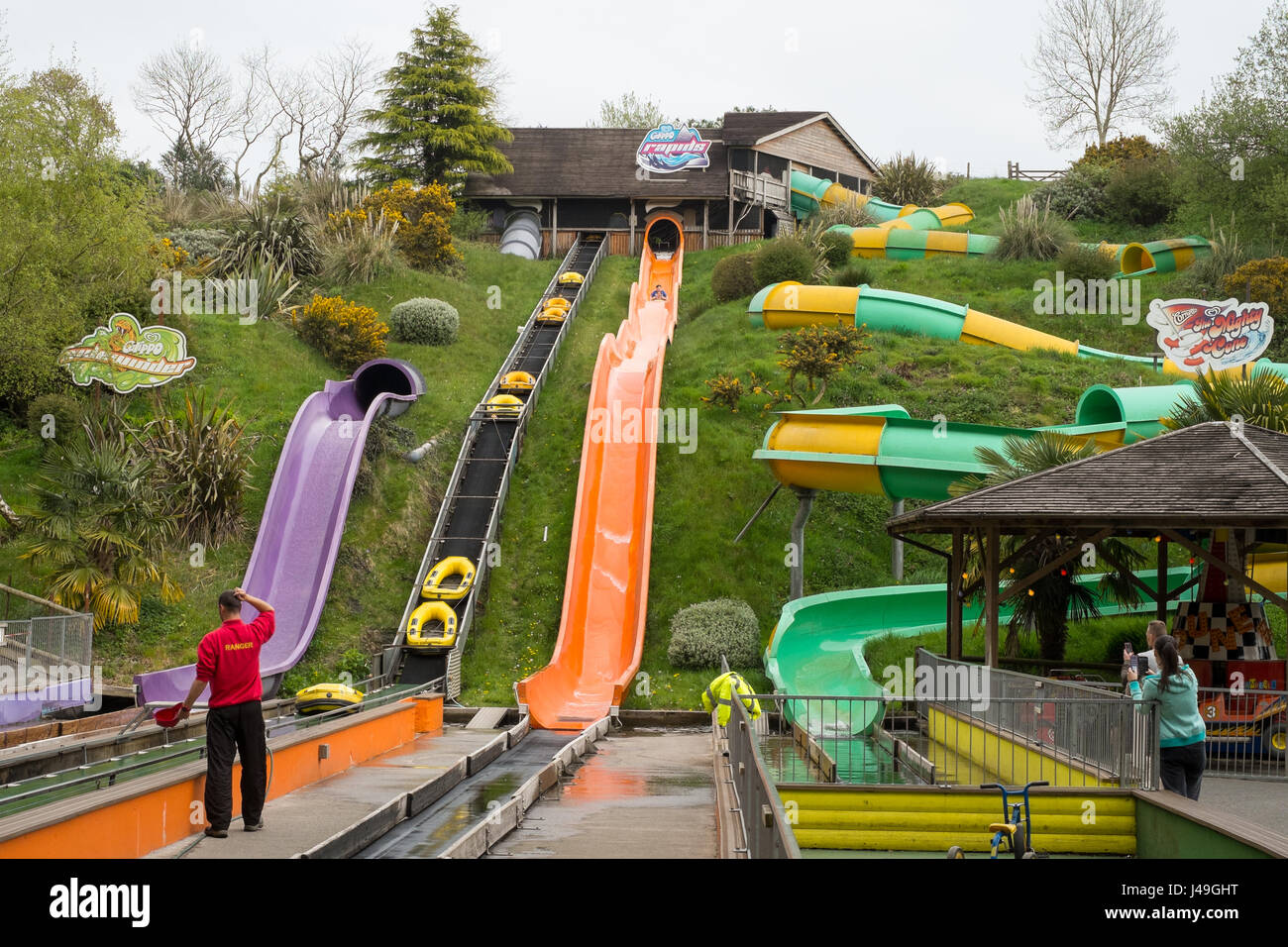 Water coaster rides at Woodlands Family Theme Park, Totnes, Devon