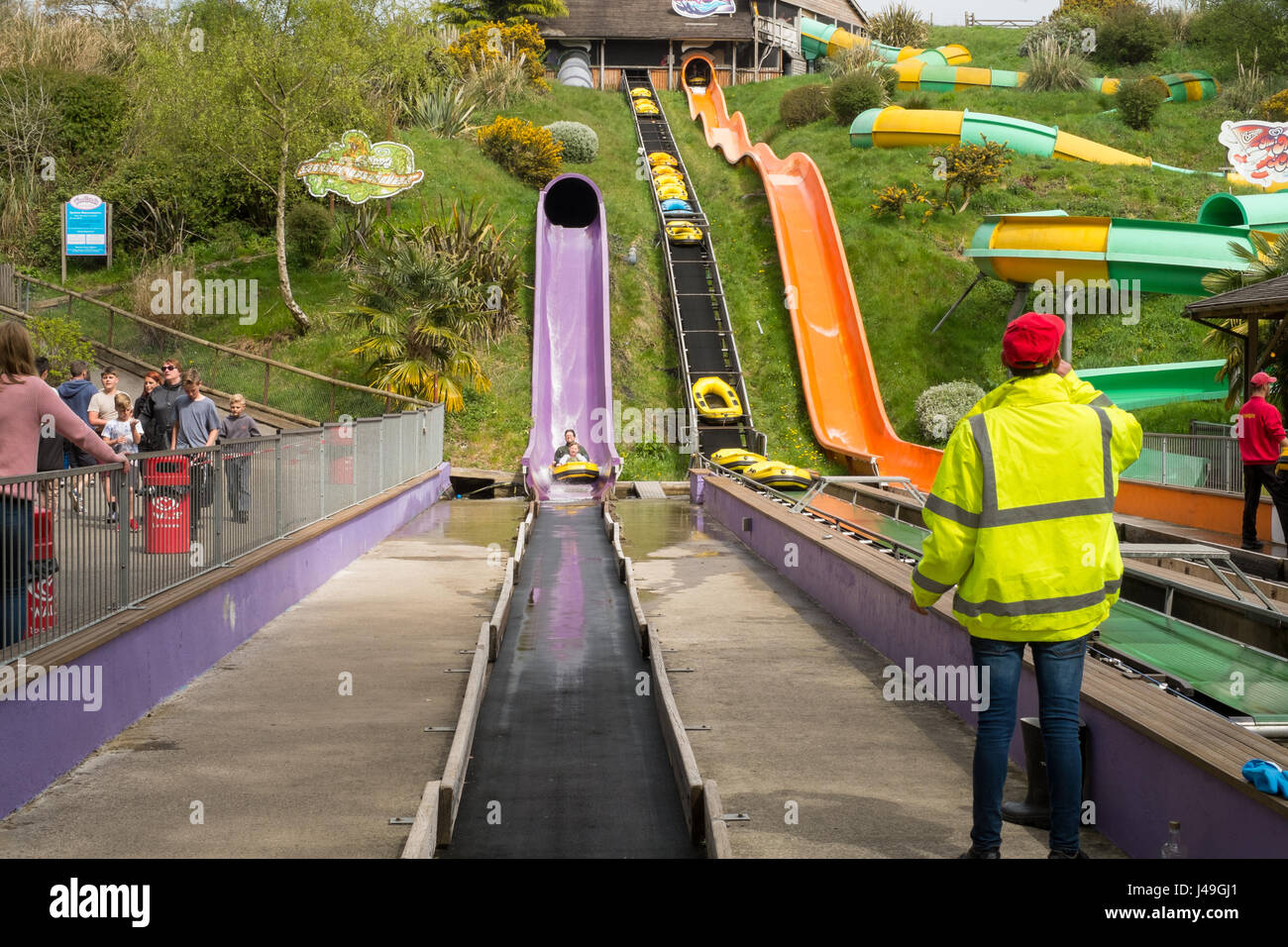 Water coaster rides at Woodlands Family Theme Park, Totnes, Devon