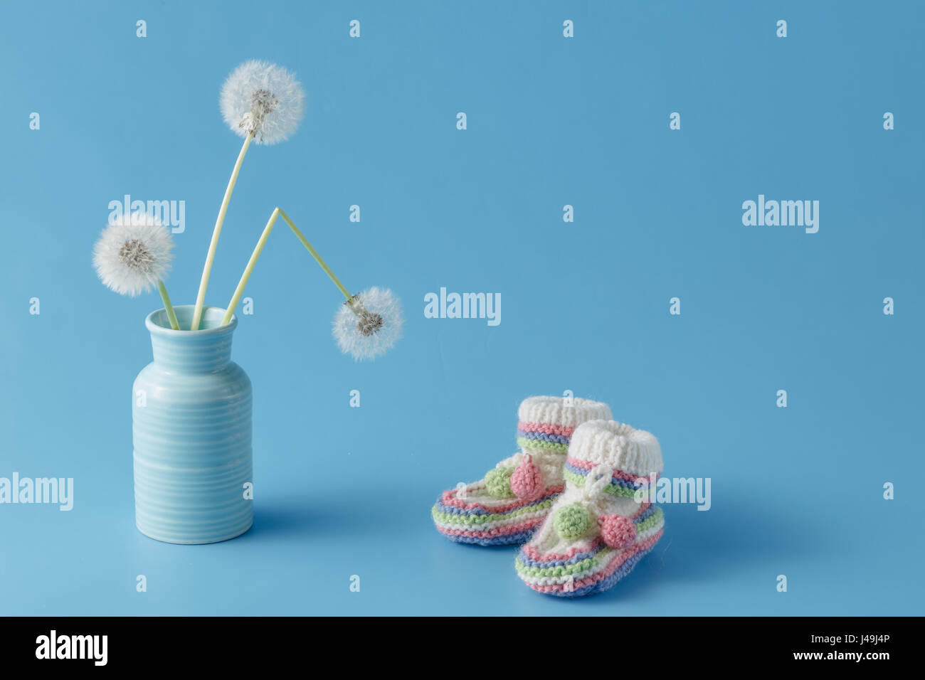 Baby Shower Decoration On Plain Blue Background With Dandelions Stock Photo Alamy Baby Shower Decoration On Plain Blue Background With Dandelions Stock Photo Alamy