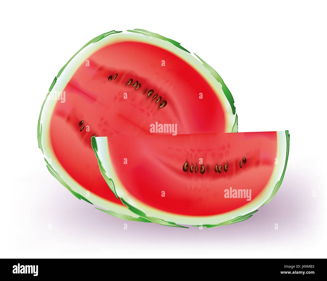Red water melon on white background Stock Photo