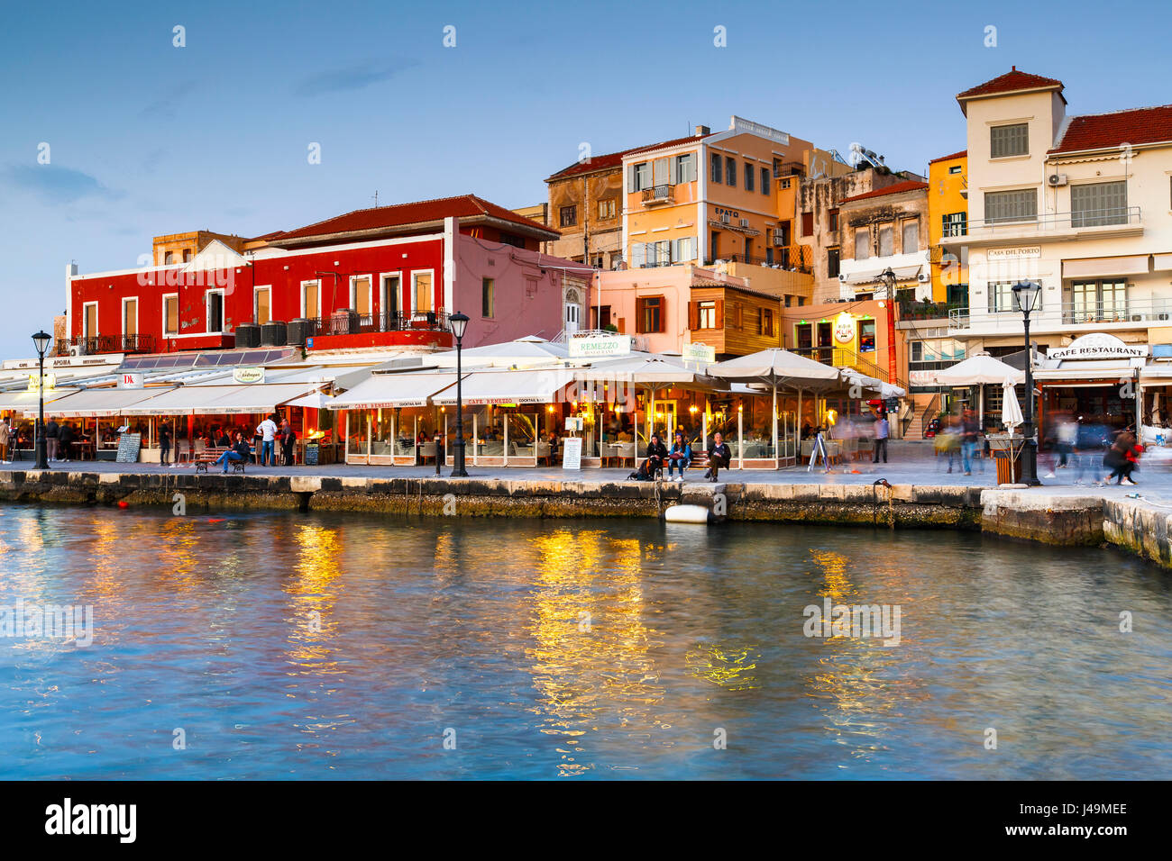 Old Venetian Harbor Of Chania Town On Crete Island Greece Stock Photo old-venetian-harbor-of-chania-town-on-crete-island-greece-stock-photo