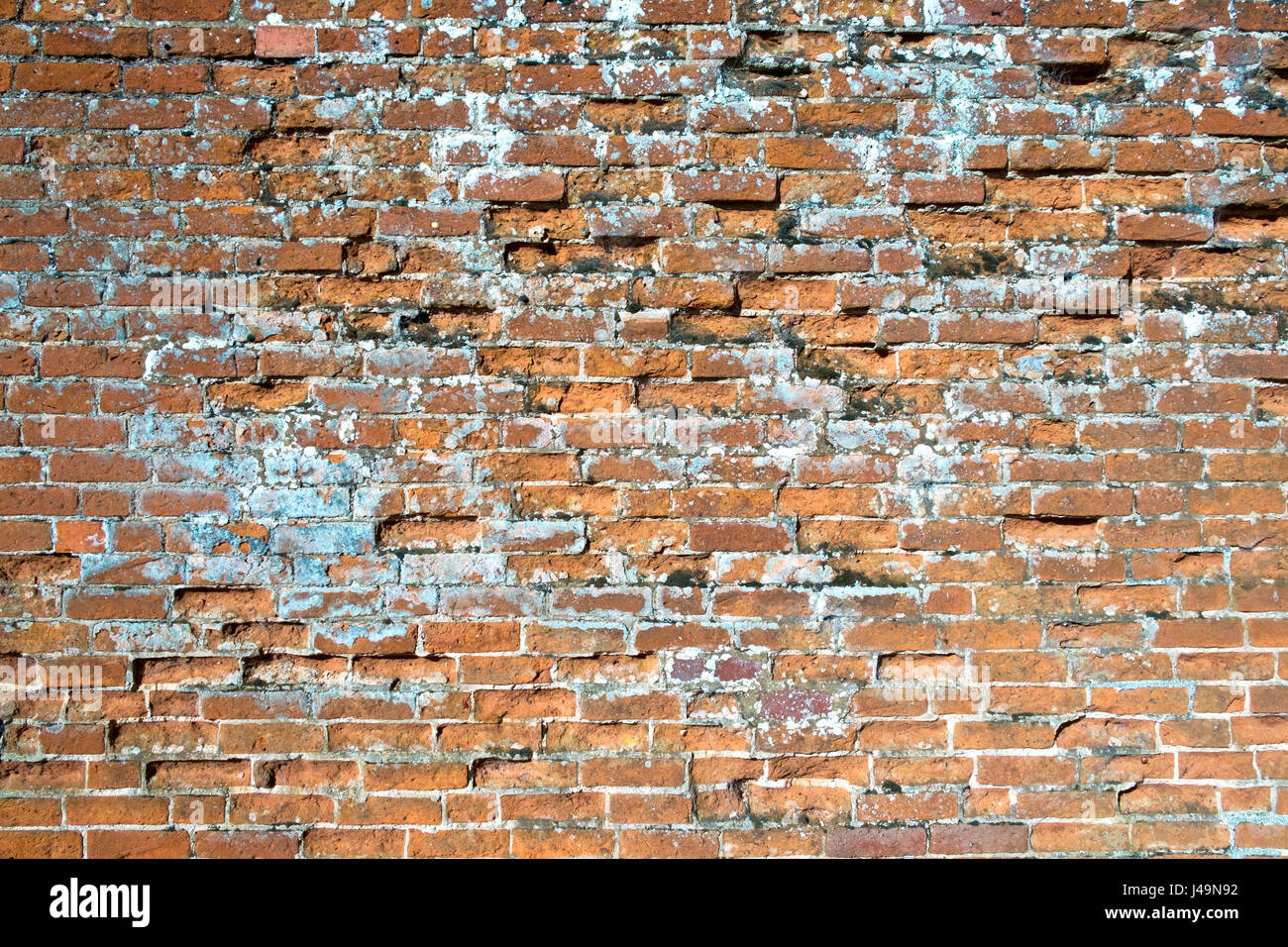 Full frame close up texture of old damaged red brick wall Stock Photo ...