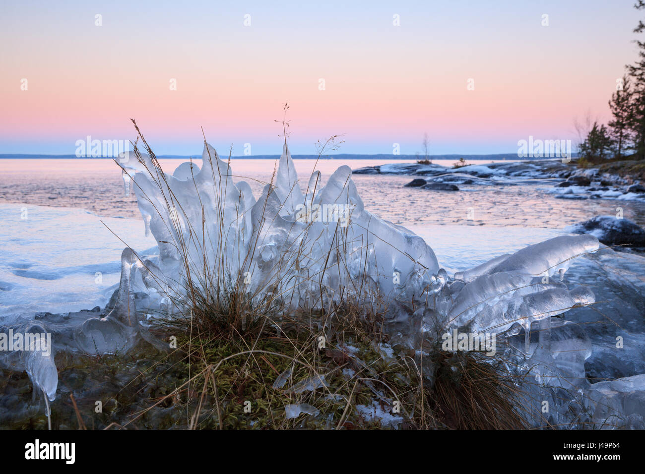 Ice formation on lakeside Stock Photo - Alamy