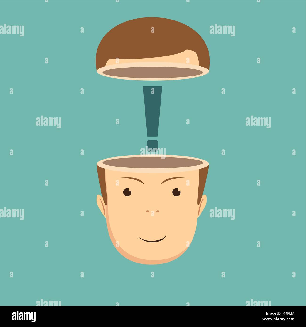 Open minded man with exclamation mark inside Stock Vector Image & Art