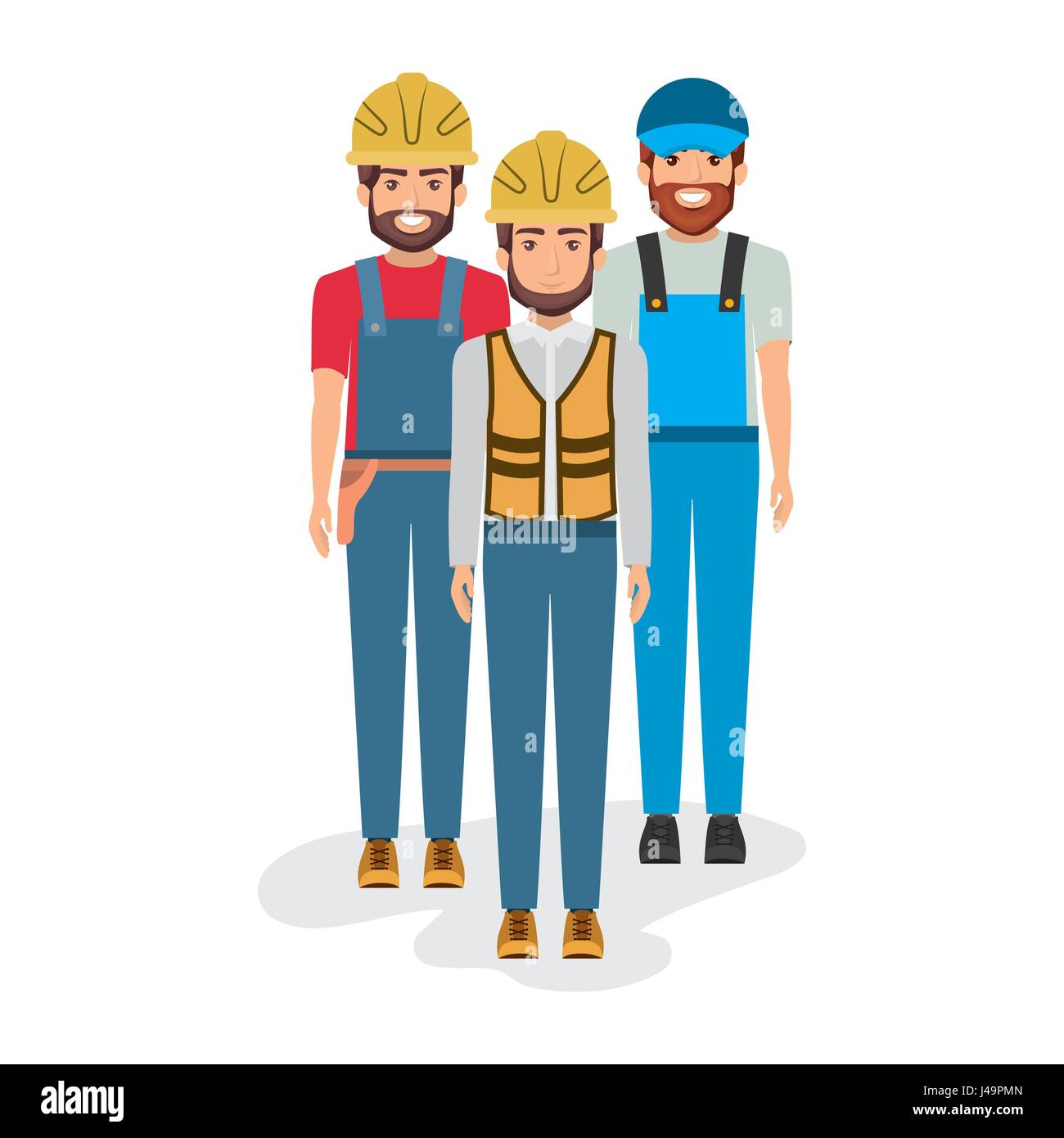 white background with group of builders workers Stock Vector Image ...