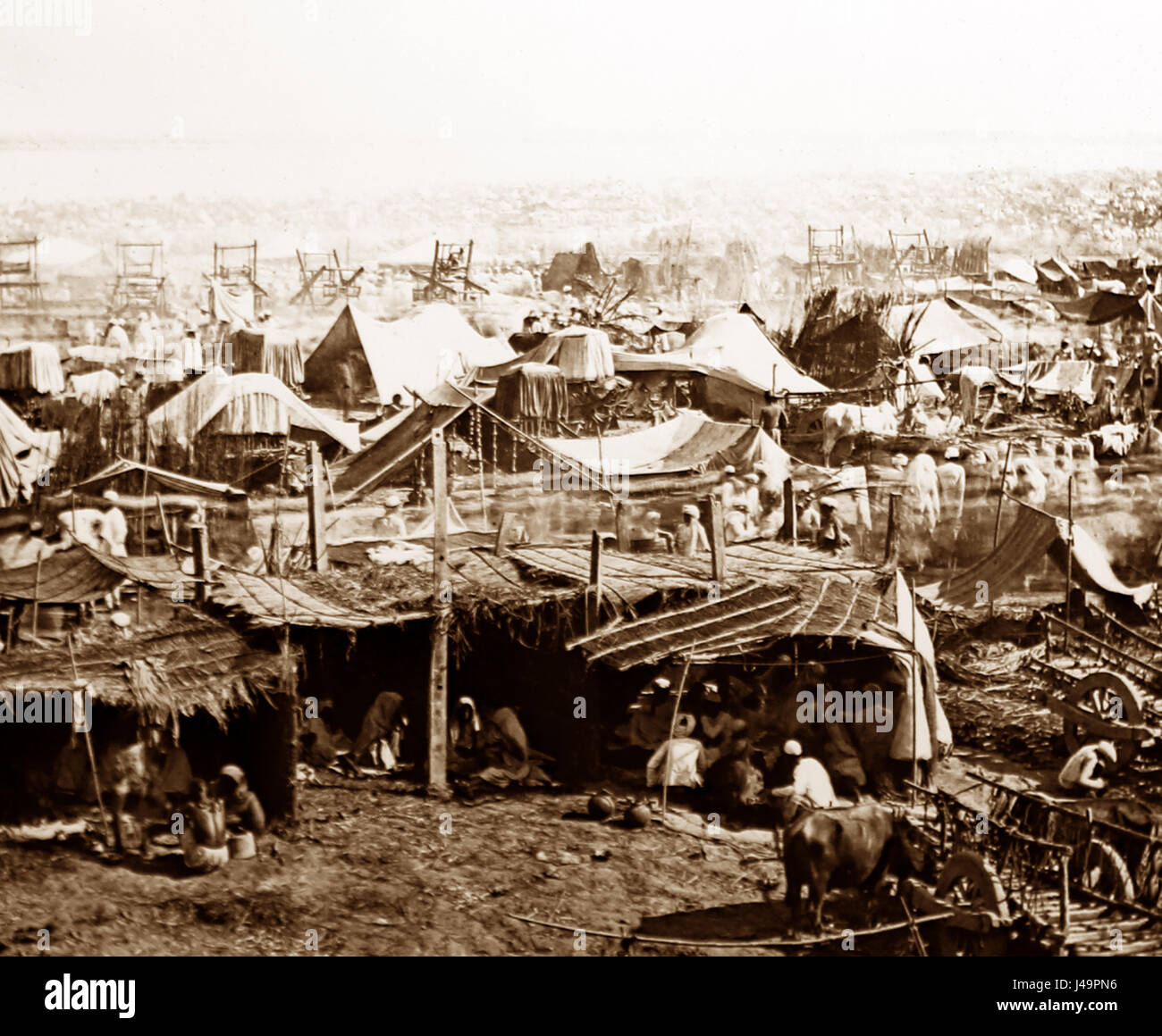 A market or fair, India - Victorian period Stock Photo