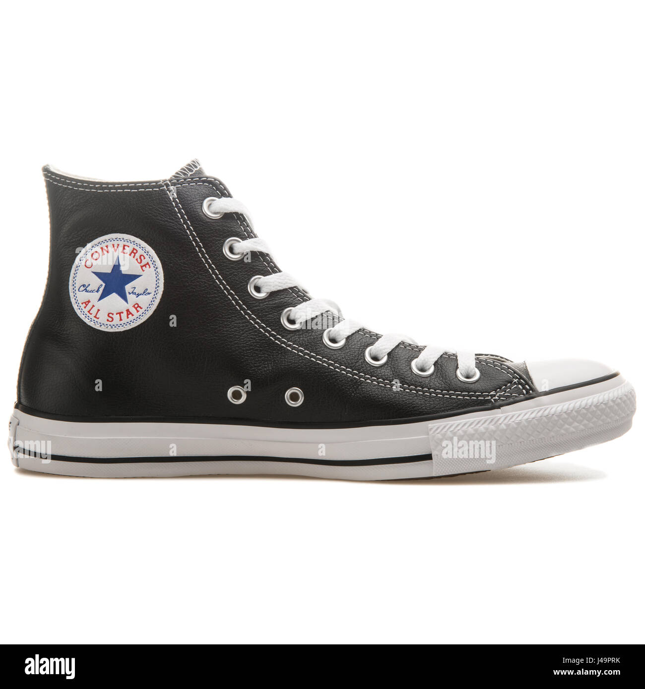 Converse Taylor All Star Hi Black Leather Shoe - 132170C Stock Photo - Alamy