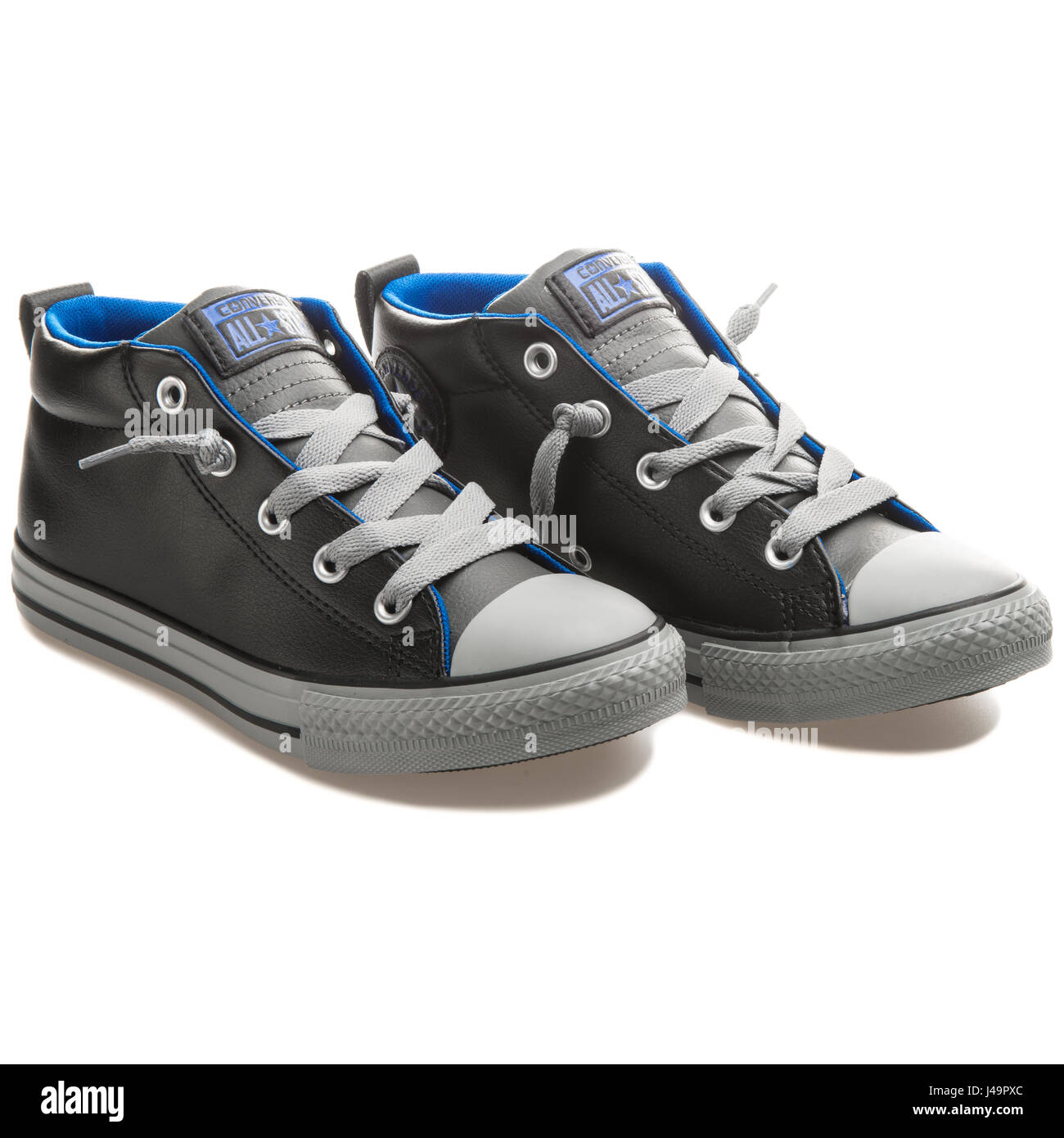 Converse Chuck Taylor All Star Street Mid Leather Black Grey Blue - 649996C  Stock Photo - Alamy