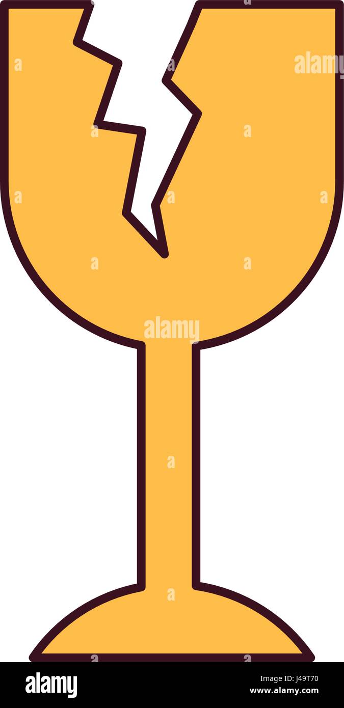 white background with fragile packaging symbol broken wine glass with