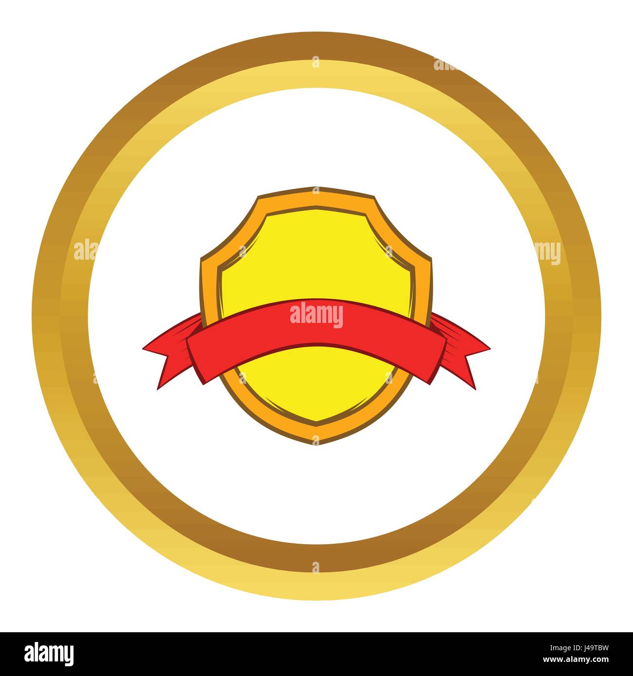 Medieval gold shield red ribbon Cut Out Stock Images & Pictures - Alamy