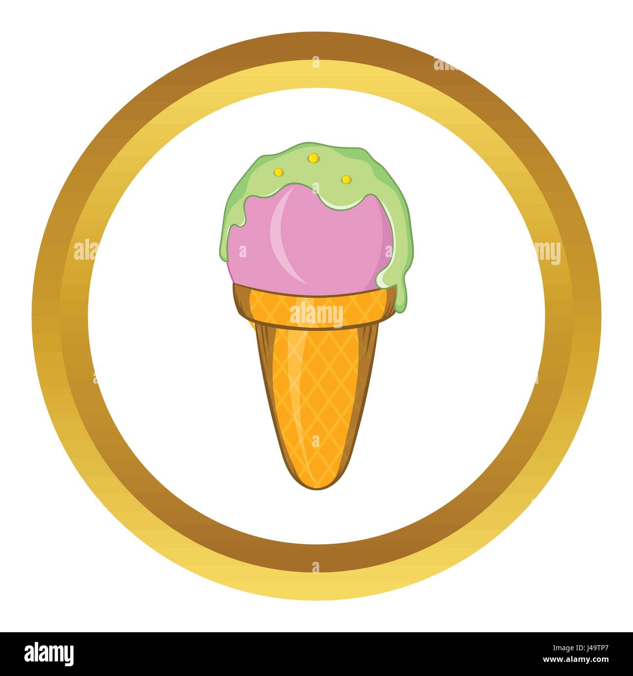 Ice cream in a waffle cone vector icon Stock Vector Image & Art - Alamy