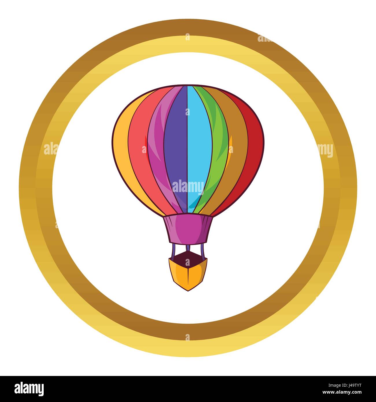 Striped multicolored aerostat balloon vector icon Stock Vector