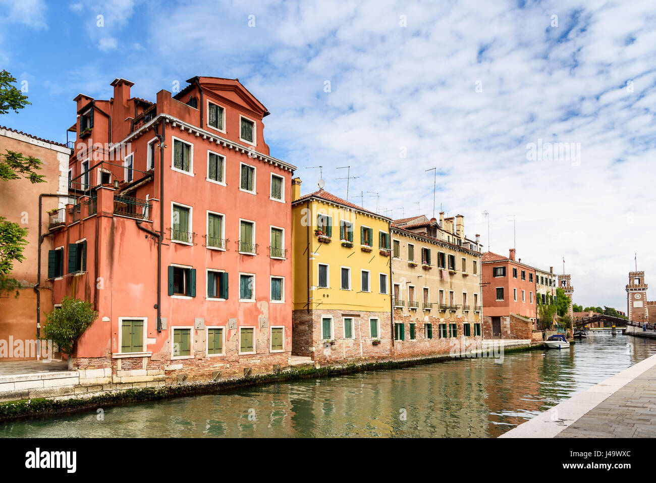 colorful houses on the canal in Venice, italy Stock Photo - Alamy