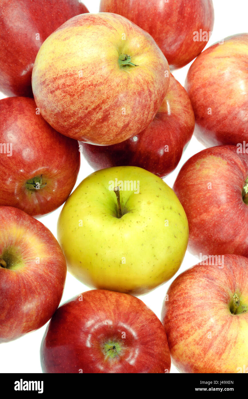 picture one ripe yellow apple with red apples Stock Photo Alamy