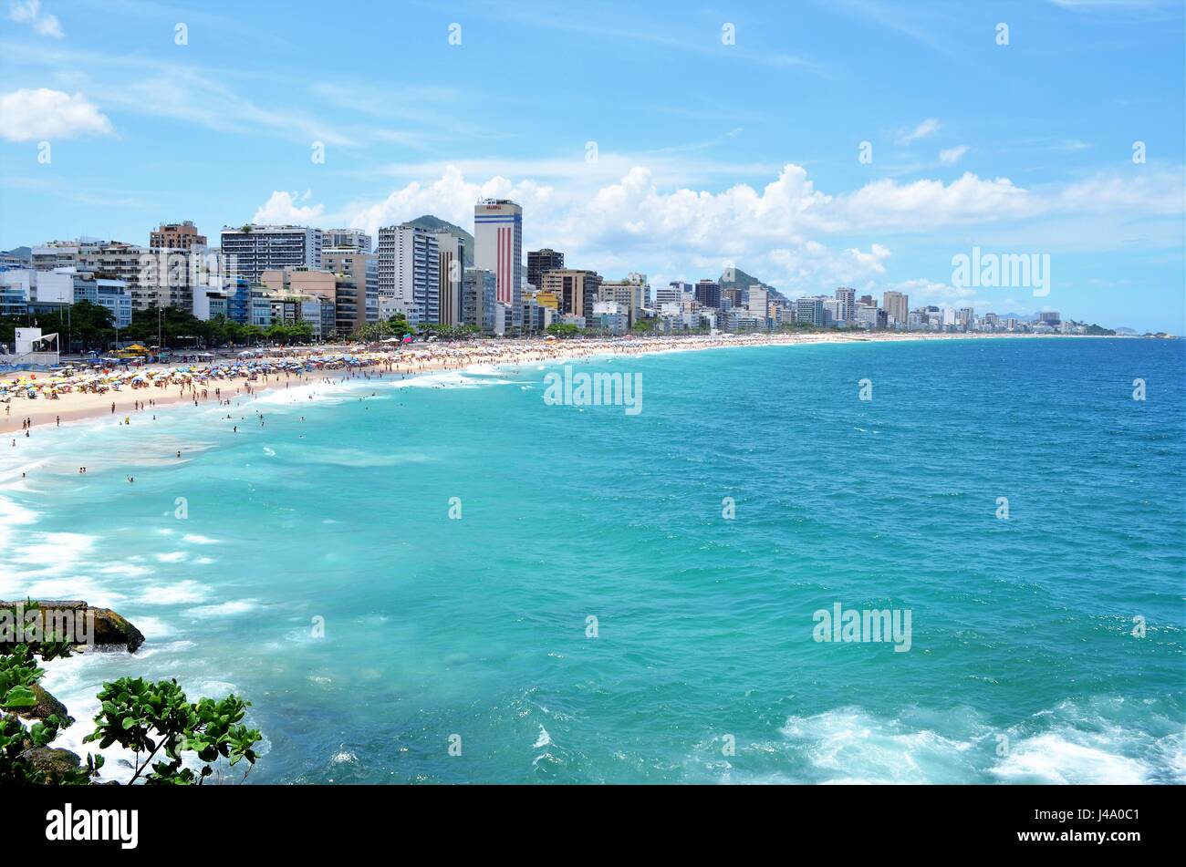 Leblon beach view from the gazebo in the city of Rio de Janeiro. Brazil Stock Photo