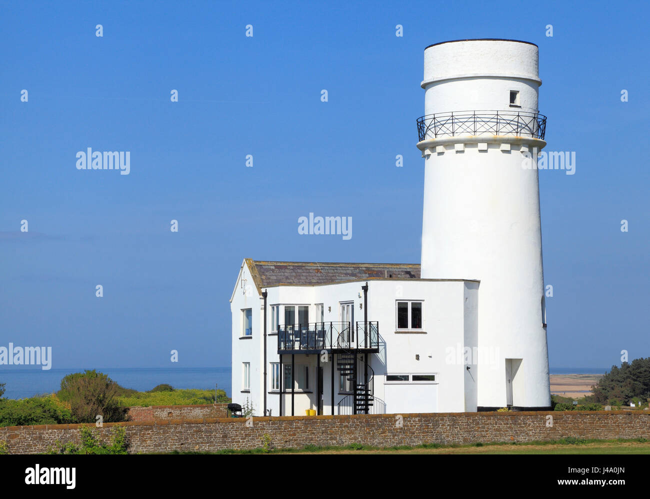 Old Hunstanton Lighthouse, Norfolk England UK, North Sea coast, built 1830, clifftop Stock Photo
