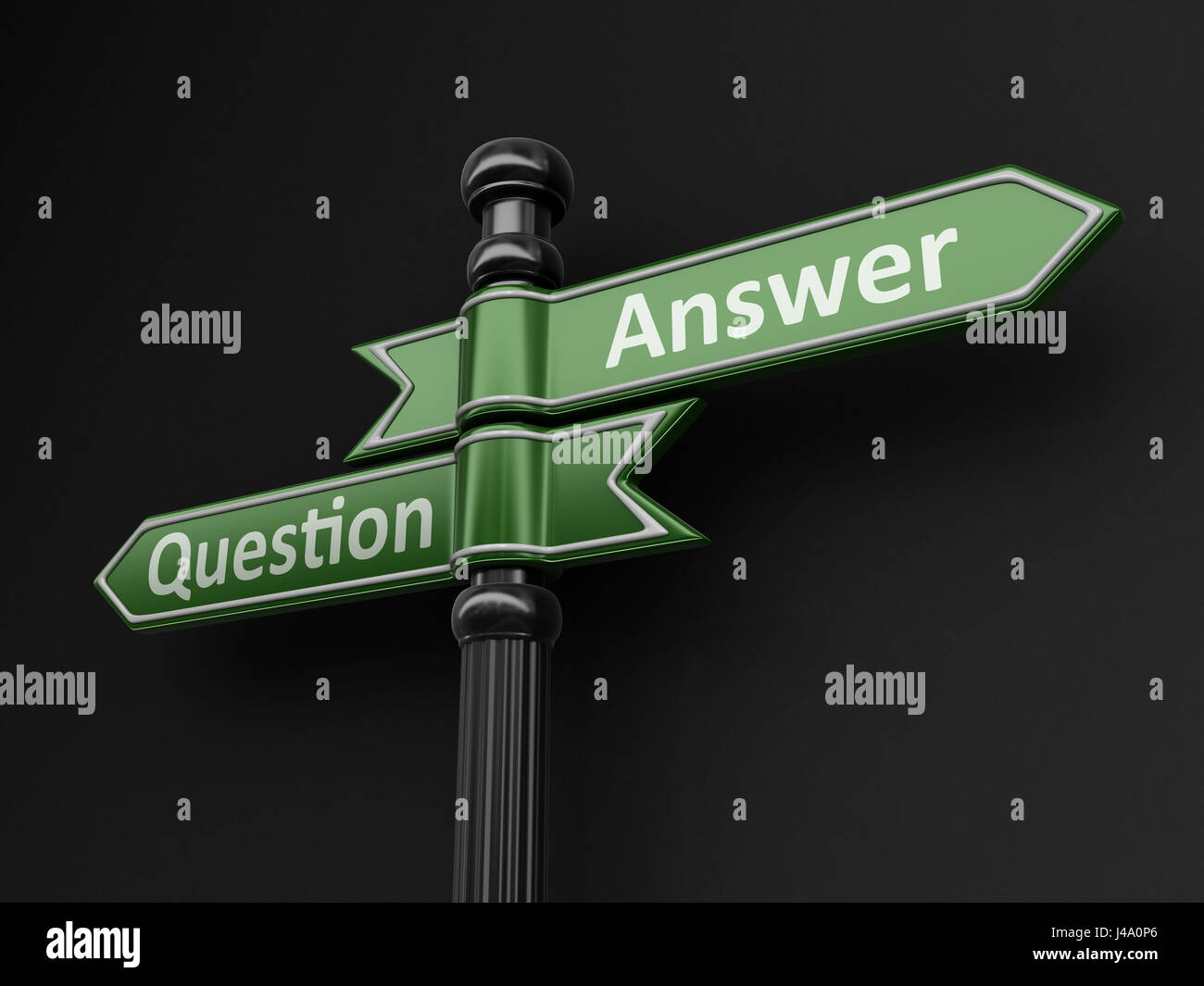 Question and answer pointers on signpost. Image with clipping path Stock Photo