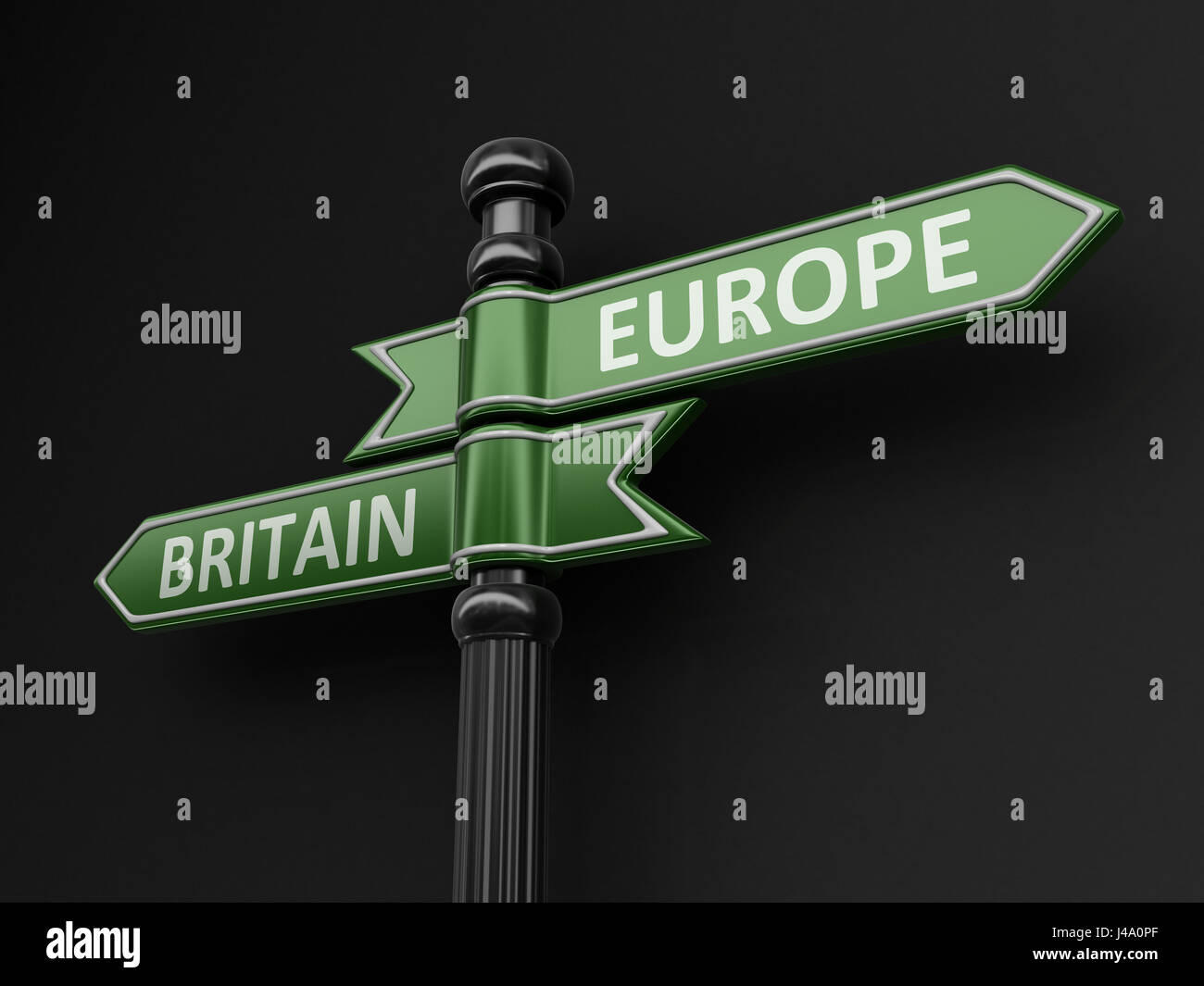 Europe and Britain pointers on signpost. Image with clipping path Stock Photo
