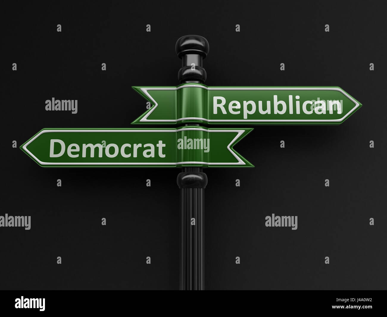 Democrat and republican pointers on signpost. Image with clipping path Stock Photo